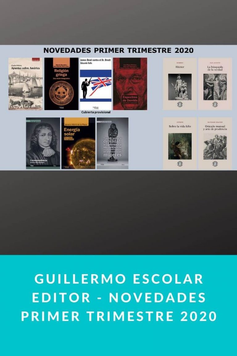 Guillermo Escolar Editor – Novedades primer trimestre 2020