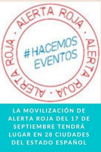 La movilización de Alerta Roja del 17 de septiembre tendrá lugar en 28 ciudades del Estado Español