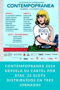 Contempopranea 2024 desvela su cartel por días, 22 Slots distribuídos en tres jornadas