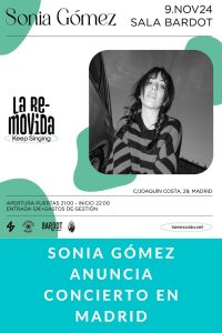 Sonia Gómez anuncia concierto en Madrid