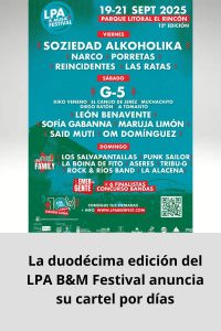 La duodécima edición del LPA B&M Festival anuncia su cartel por días