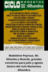 Madeleine Peyroux, Mr. Kilombo y Muerdo, grandes conciertos para julio y agosto dentro del ciclo Momentos Alhambra