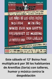 Este sábado el 12º Boina Fest multiplicará por 30 los habitantes de Arenillas (Soria) con talleres, humor y música contra la despoblación