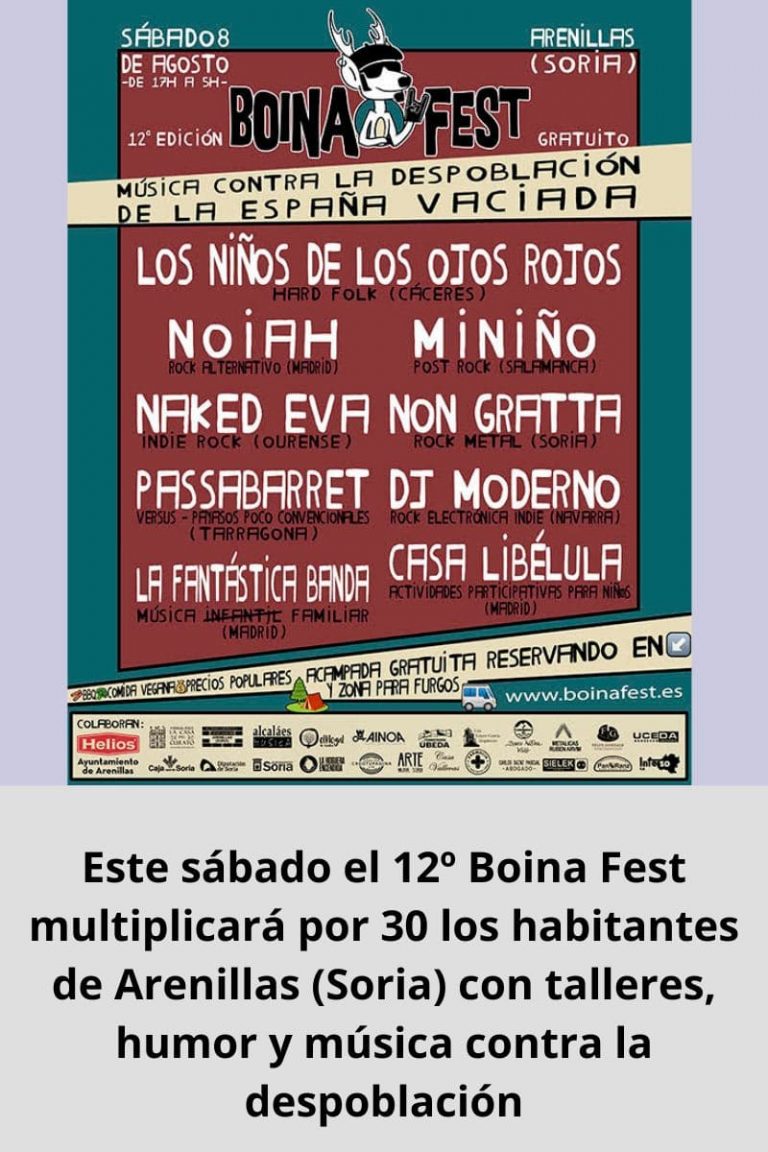 Este sábado el 12º Boina Fest multiplicará por 30 los habitantes de Arenillas (Soria) con talleres, humor y música contra la despoblación